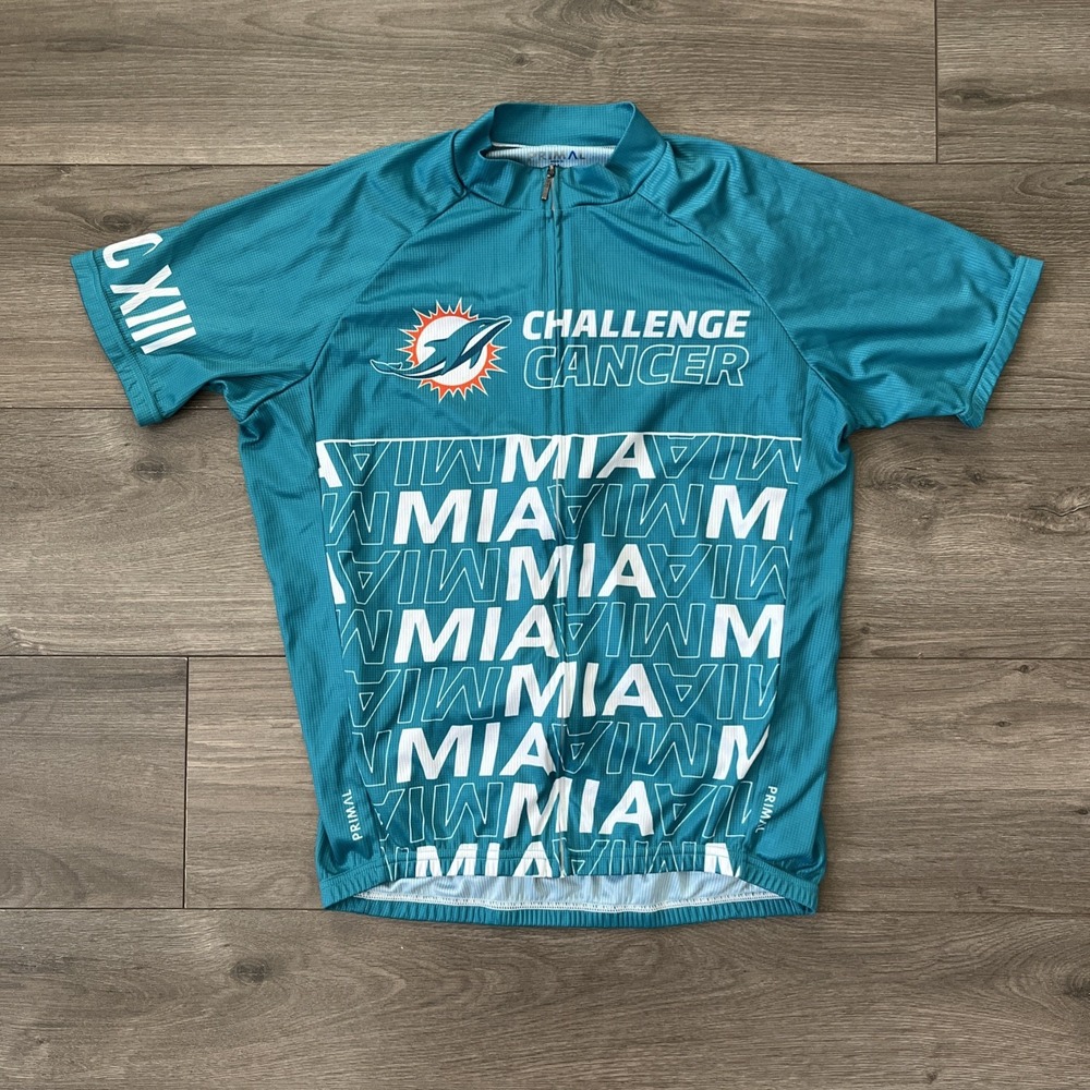 Primal Cycling Jersey Mens M Full Zip Short Sleeve Miami Dolphins Challenge